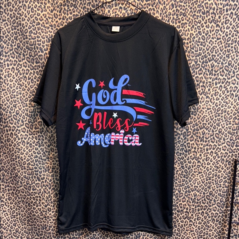 Men’s Black “God Bless America” Graphic Tee | Size L | Excellent Condition